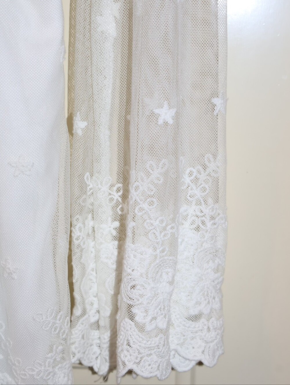 Gianni Bini White Lace Star Embroidered Long Bell-Sleeve Romper. - Picture 7 of 15